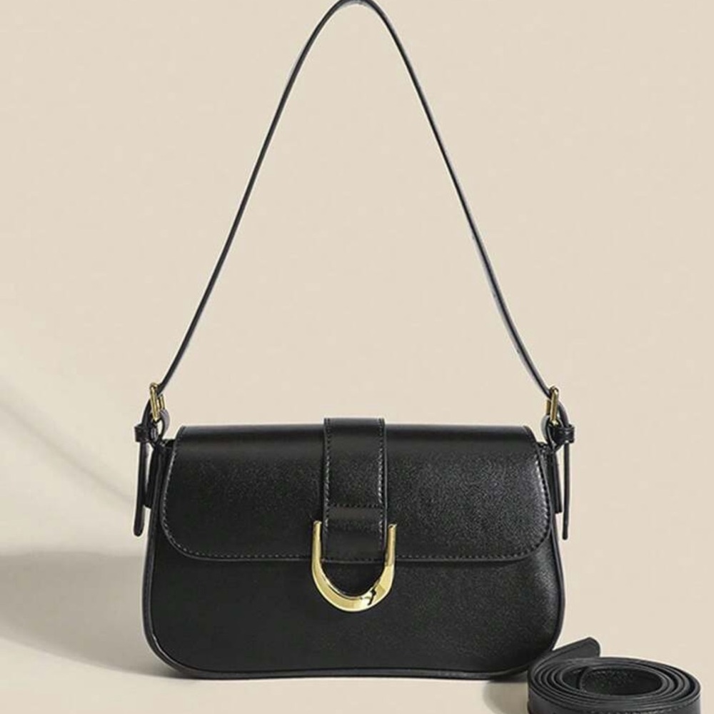 Asymmetrical Black Shoulder Bag
